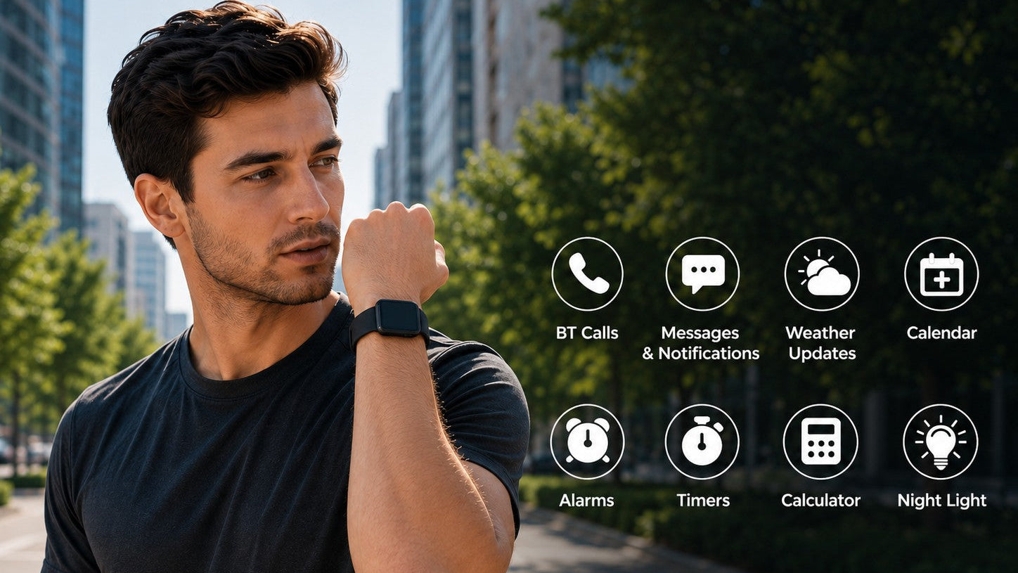 Blood pressure watch – Bluetooth calling and SMS notification functions.